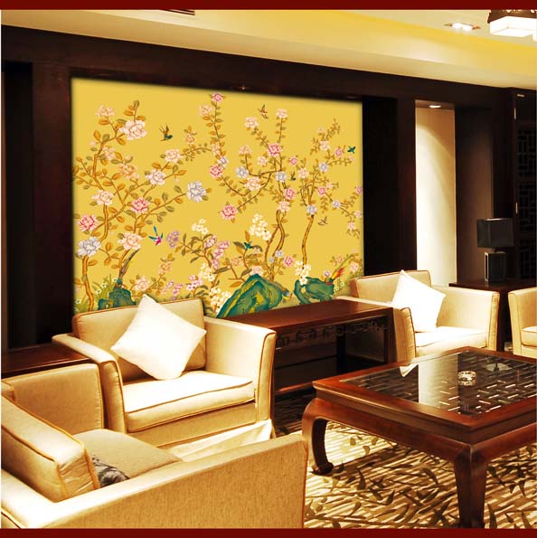 中式花鳥(niǎo)圖壁畫(huà)裝飾畫(huà)背景墻直銷