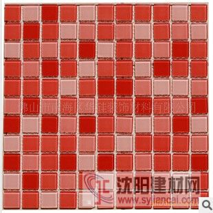 華硅紅色水晶玻璃馬賽克背景墻