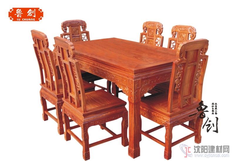 東陽(yáng)紅木家具批發(fā)-大果紫檀福祿壽餐桌